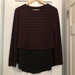 2 for $10 Cropped stripped sweater w/attaches chiffon blouse